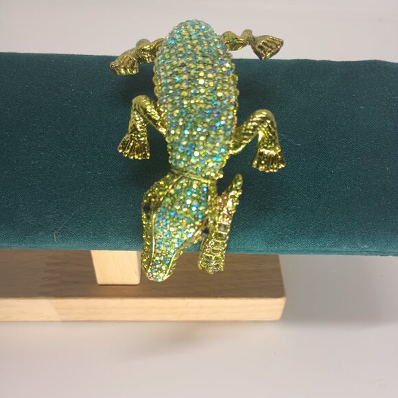 Vintage Rhinestone Alligator Clamper Bracelet. - Picture 4 of 7